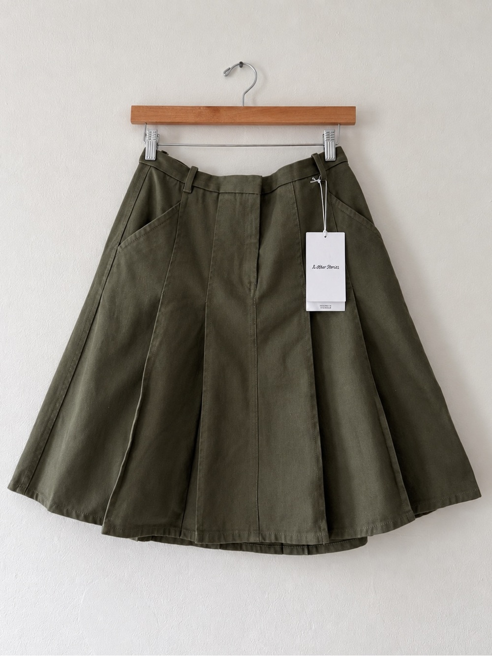 &Other Stories Khaki Midi Skirt US 2 NWT